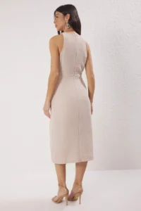 TRENDYOLMİLLA Stone Plain Binding Detailed Midi Weaving Dress - Image 4