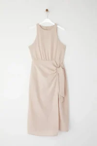 TRENDYOLMİLLA Stone Plain Binding Detailed Midi Weaving Dress - Image 5