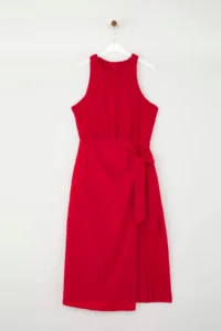 TRENDYOLMİLLA Rejection Plain Binding Detailed Midi Weaving Dress - Image 5