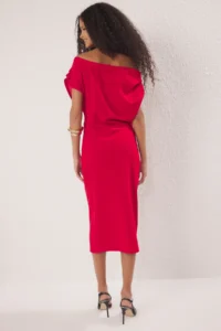TRENDYOLMİLLA Rejection Midi Ruffle/Drape Detailed Knitting Dress - Image 4