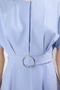 TRENDYOLMİLLA Light Blue Belted Skirt Opened at Waist Dress - Image 3