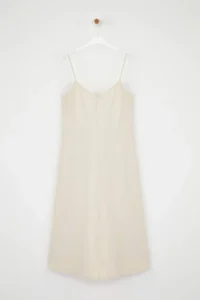 TRENDYOLMİLLA Beige Plain Midi denim Dress - Image 5