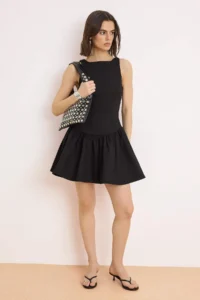 TRENDYOLMİLLA Black Plain Short / Mini  Weaving Dress - Image 2