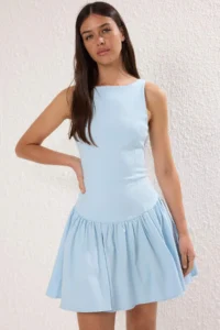TRENDYOLMİLLA Mavi Weaving Short/Mini Dress