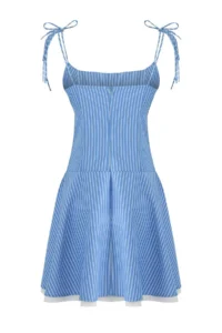 TRENDYOLMİLLA Mavi Striped Weaving Mini Dress - Image 7
