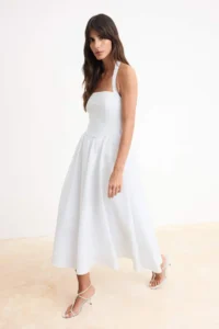 TRENDYOLMİLLA White Plain Maxi  Weaving Dress