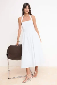 TRENDYOLMİLLA White Plain Maxi  Weaving Dress - Image 2