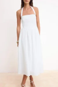 TRENDYOLMİLLA White Plain Maxi  Weaving Dress - Image 3