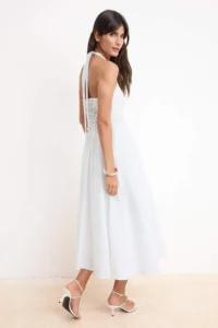 TRENDYOLMİLLA White Plain Maxi  Weaving Dress - Image 4