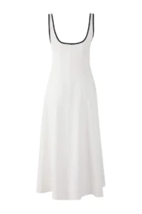 TRENDYOLMİLLA Plain Midi Weaving Dress with Ecru Linen Content - Image 6