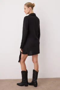 TRENDYOLMİLLA Black Accessory Detailed Double breasted Short / Mini Weaving Dress - Image 4