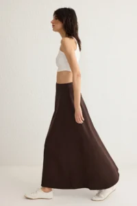 TRENDYOLMiLLA Brown with flywheel Maxi denim Skirt - Image 2