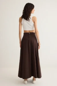TRENDYOLMiLLA Brown with flywheel Maxi denim Skirt - Image 5