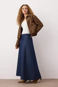 TRENDYOLMiLLA Dark Blue with flywheel Maxi denim Skirt - Image 2