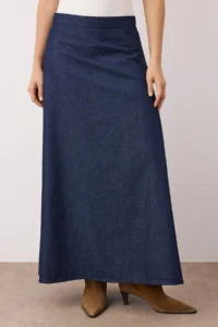 TRENDYOLMiLLA Dark Blue with flywheel Maxi denim Skirt - Image 3