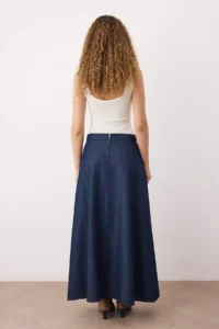 TRENDYOLMiLLA Dark Blue with flywheel Maxi denim Skirt - Image 4