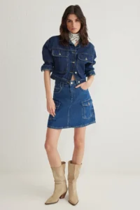 TRENDYOLMiLLA Mavi More Sustainable Cargo Pocket Detail Mini denim Skirt