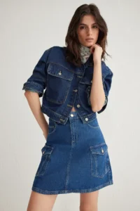 TRENDYOLMiLLA Mavi More Sustainable Cargo Pocket Detail Mini denim Skirt - Image 2
