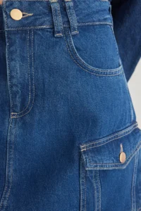 TRENDYOLMiLLA Mavi More Sustainable Cargo Pocket Detail Mini denim Skirt - Image 4