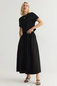 TRENDYOLMiLLA Black flared Maxi Elastic Waist Weaving Skirt - Image 2