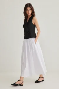 TRENDYOLMiLLA White flared Maxi Elastic Waist Weaving Skirt - Image 2