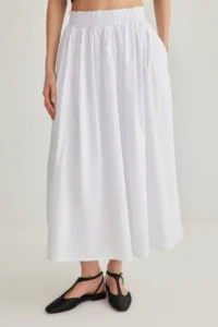 TRENDYOLMiLLA White flared Maxi Elastic Waist Weaving Skirt - Image 3