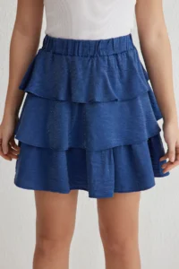 TRENDYOLMiLLA Navy Blue Skirt Ruffle Detailed Elastic Waist Mini Size Weaving Skirt - Image 4