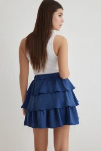 TRENDYOLMiLLA Navy Blue Skirt Ruffle Detailed Elastic Waist Mini Size Weaving Skirt - Image 6