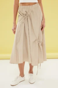 TRENDYOLMiLLA Khaki Parachute Material Elastic Waist Maxi Size Weaving Skirt - Image 3