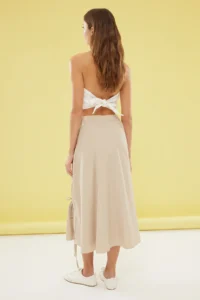TRENDYOLMiLLA Khaki Parachute Material Elastic Waist Maxi Size Weaving Skirt - Image 5