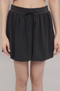 TRENDYOLMİLLA Anthracite Beli Laced Balloon Mini Knitting Skirt - Image 3
