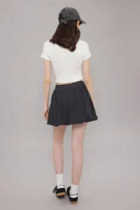 TRENDYOLMİLLA Anthracite Beli Laced Balloon Mini Knitting Skirt - Image 4