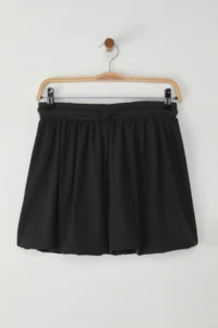 TRENDYOLMİLLA Anthracite Beli Laced Balloon Mini Knitting Skirt - Image 5
