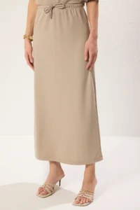 TRENDYOLMİLLA Stone Soft Touch Binding Detail Maxi Flexible Skirt - Image 5