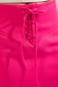 TRENDYOLMiLLA Pink Front Lacing Binding Detailed Mini Size Weaving Skirt - Image 5