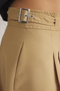 TRENDYOLMiLLA Khaki Waist Belt Detailed pleated Front slit Maxi Size Weaving Skirt - Image 4