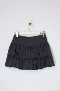 TRENDYOLMİLLA Anthracite Ruffled Skirt Mini Flexible Knitting Skirt - Image 6