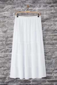 TRENDYOLMiLLA White Bow Detailed A -line with flywheel LONG Maxi Size Half Lined Viscose Weaving Skirt - Image 7