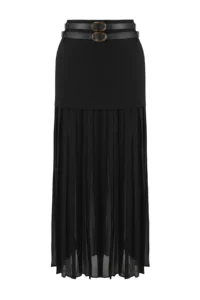 TRENDYOLMiLLA Black Siphon Pilili Arched Weaving Skirt