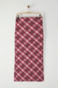 TRENDYOLMİLLA Multicolored textured Checkered Material Printed Maxi Flexible Knitting Skirt - Image 5