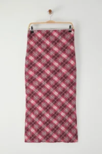 TRENDYOLMİLLA Multicolored textured Checkered Material Printed Maxi Flexible Knitting Skirt - Image 6