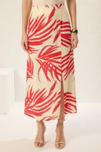 TRENDYOLMiLLA Multicolored Patterned Cotton Fabric Slit Detailed Midi Size Weaving Skirt - Image 3