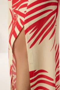 TRENDYOLMiLLA Multicolored Patterned Cotton Fabric Slit Detailed Midi Size Weaving Skirt - Image 5