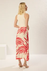 TRENDYOLMiLLA Multicolored Patterned Cotton Fabric Slit Detailed Midi Size Weaving Skirt - Image 6