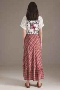 TRENDYOLMiLLA More Sustainable Multicolored Plaid Patterned Skirt Ucu Asymmetric Midi Size  Skirt - Image 4