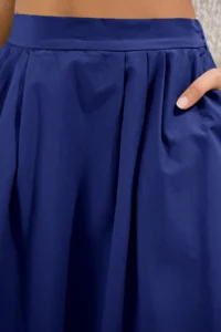 TRENDYOLMiLLA Navy Blue Pleated Detailed Maxi Size Weaving Skirt - Image 3