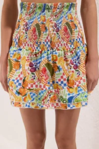 TRENDYOLMiLLA Multicolored Skirt Layered Fruit Patterned Summer 100% Cotton Mini Skirt - Image 3