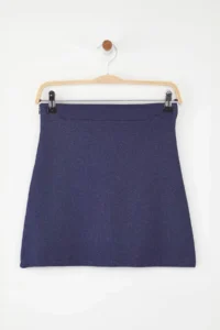 TRENDYOLMİLLA Navy Blue Short/Mini slit denim Look Flexible Knitting Shorts Skirt - Image 5
