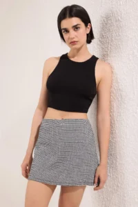 TRENDYOLMİLLA Black Pöti Square Flexible Knitting Skirt - Image 5