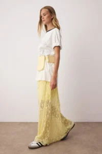 TRENDYOLMİLLA Yellow A Line Lace Lined Maxi Skirt - Image 2